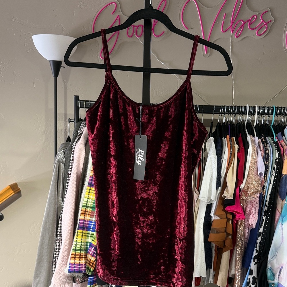 Lily Deep Red Velvet Camisole